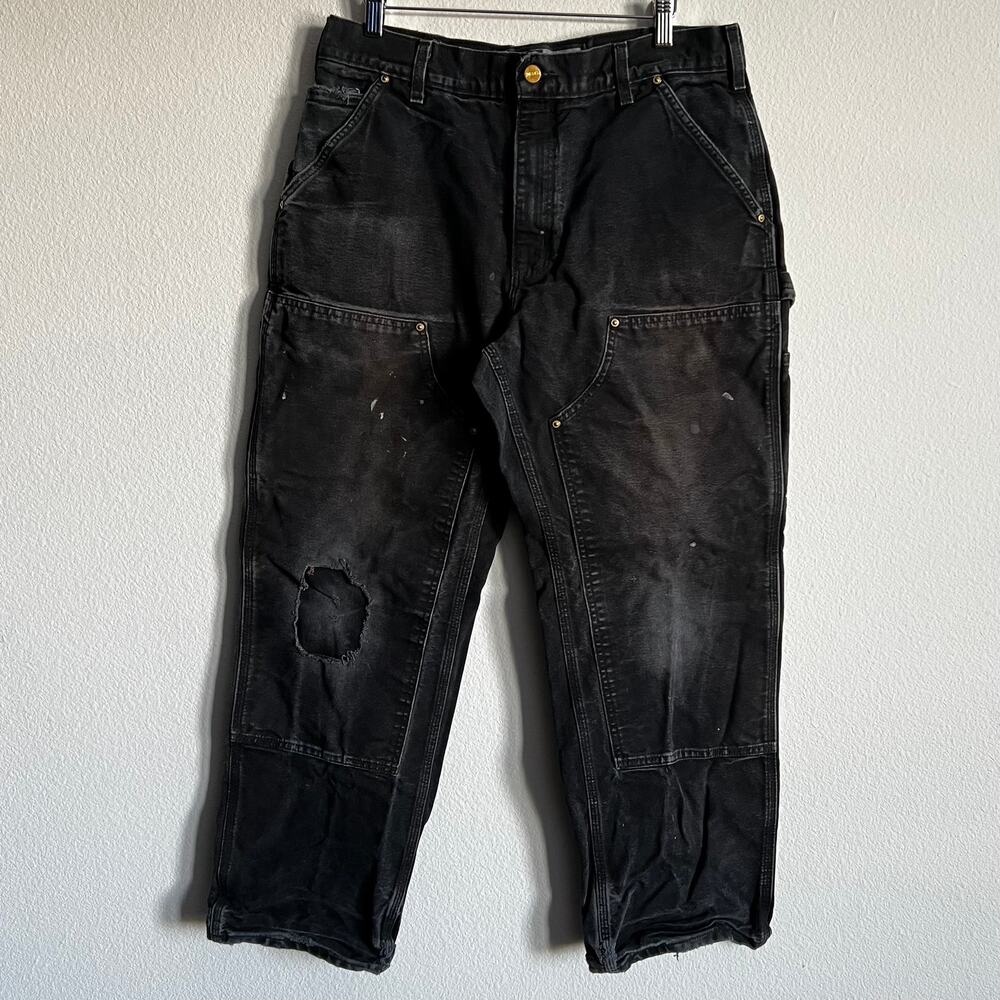 Carhartt B01 BLK faded black double knee work wear carpenter pants